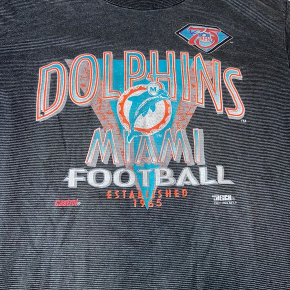 Vintage 90s Miami Dolphins Football NFL T Shirt XL Trench made in USA - Picture 3 of 5